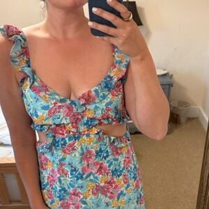 Show Me Your Mumu Floral Cutout Maxi Dress – Size L